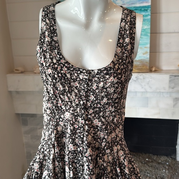 Allsaints x Spitalfields Ditzy Ezra Black Multi Floral Parachute Dress Size 8 - Picture 6 of 16